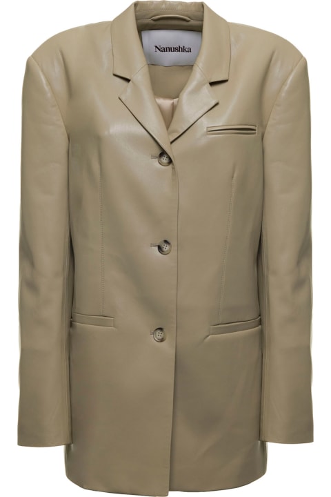 Nanushka Coats & Jackets for Women Nanushka Marsey Beige Vegan Leather Blazer