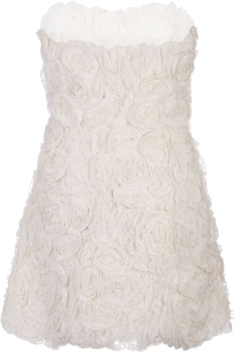 ウィメンズ新着アイテム Ermanno Scervino Sculpture Dress In White Lace With Applied Roses
