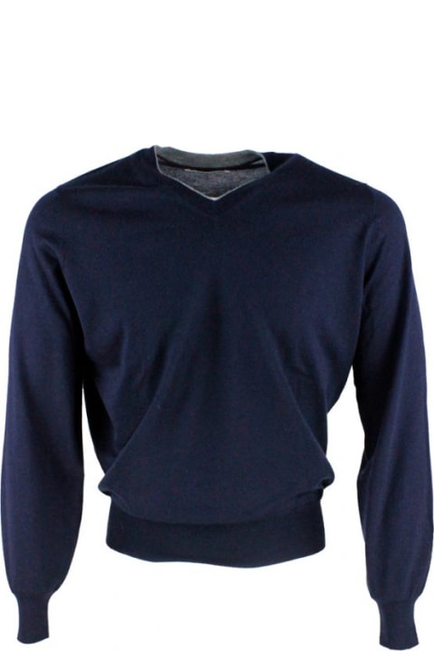 Brunello Cucinelli Clothing for Men Brunello Cucinelli Cashmere And Silk High V-neck Sweater