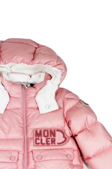 Moncler for Girls Moncler Abbaye Down Jacket Padded With Real Goose Down With Detachable Hood, Zip Closure And Pockets On The Front