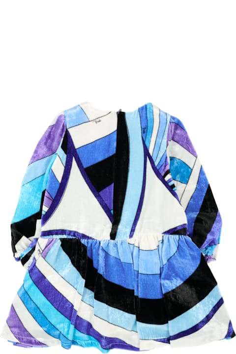 Homeware Pucci Blue Dress For Baby Girl With Marble Print