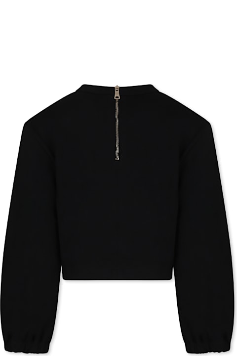 Homeware Balmain Black Crop Sweatshirt For Girl With Logo