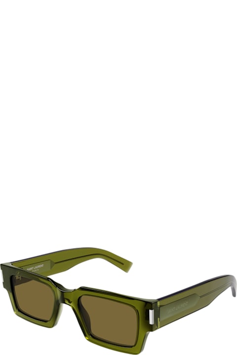 Homeware Saint Laurent Eyewear Saint Laurent Sl 572 Linea Corner Angle 005 Green Brown Sunglasses