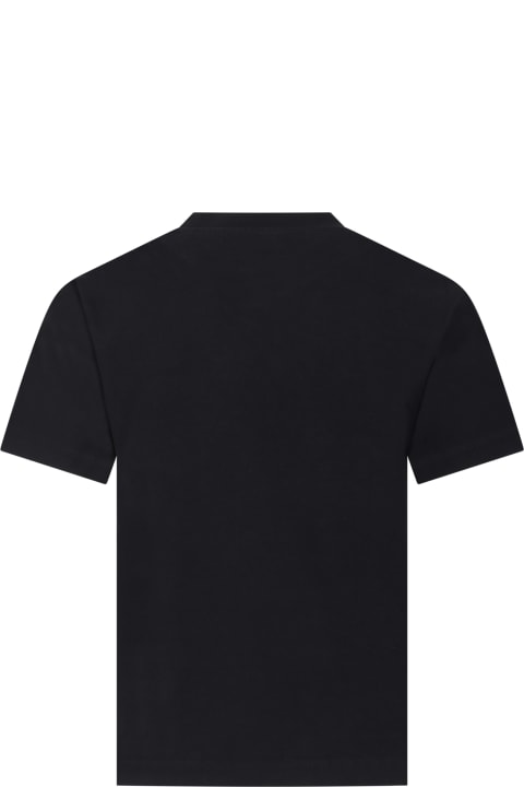 ボーイズ トップス Off-White Black T-shirt For Boy With Logo