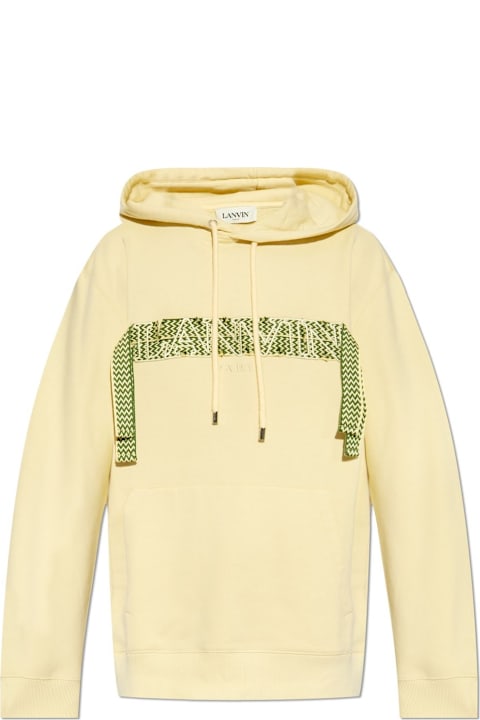 Lanvin سترات صوف وبدل رياضية لـ القسم الرجالي Lanvin Logo-embroidered Lace-detailed Drawstring Hoodie