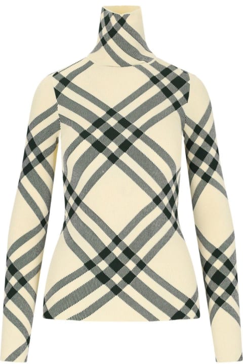 Burberry Sale for Women Burberry Check-pattern High-neck Knitted Jumper