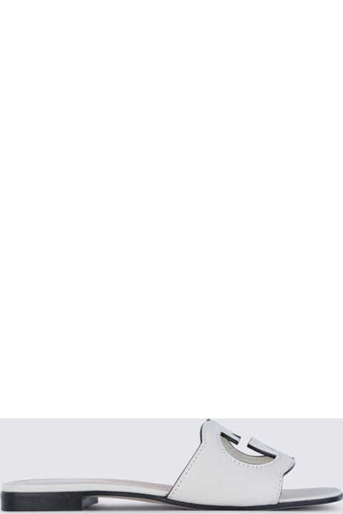 Gucci White Leather Flats