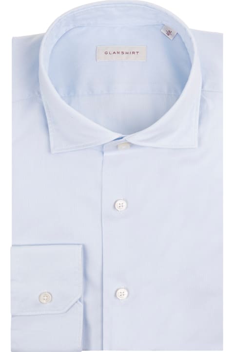 Glanshirt Shirts for Men Glanshirt Light Blue Oxford Cotton Slim Fit Shirt