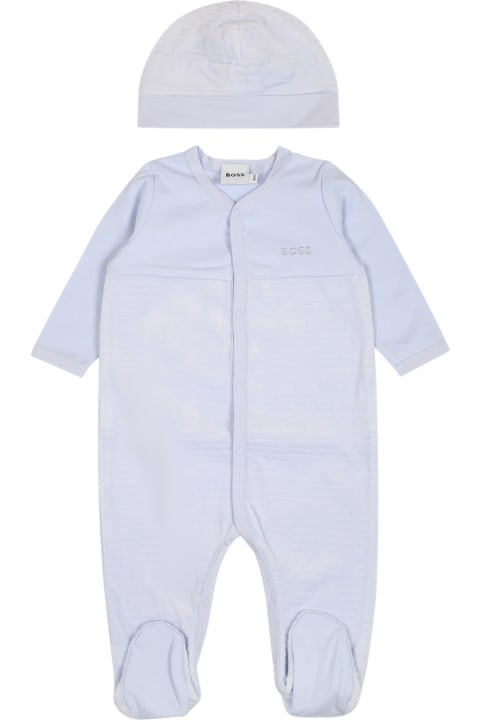 Bodysuits & Sets for Baby Girls Hugo Boss Light Blue Set For Baby Boy With Logo
