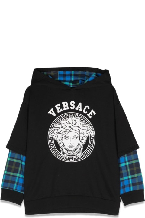 Sweaters & Sweatshirts for Boys Versace Medusa Sweatshirt Tartan Sleeves