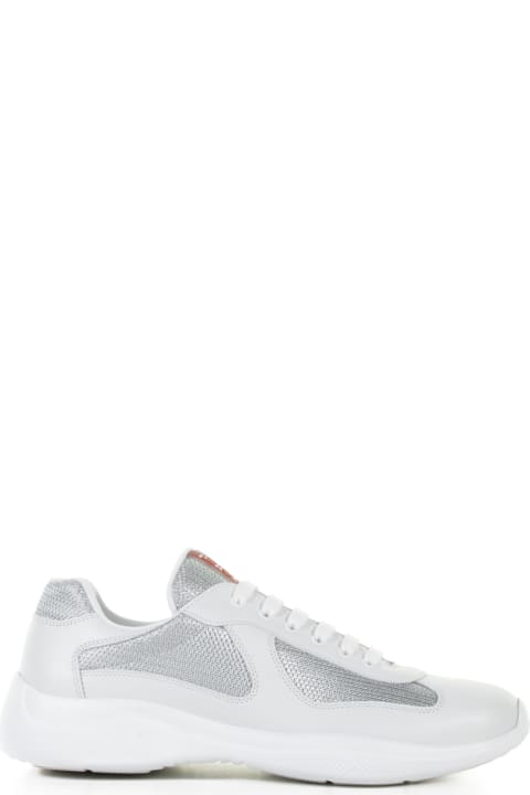 Shoes for Men Prada America's Cup Sneakers With Linea Rossa Logo