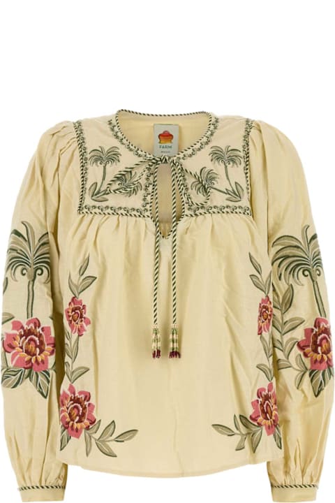 Farm Rio Clothing for Women Farm Rio Cream Linen Blend Blouse