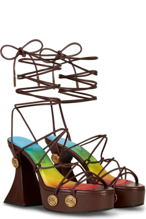 Etro Sandals for Women Etro Brown Platform Sandals With Straps And Studs