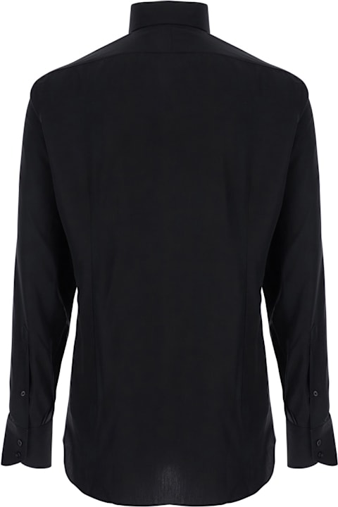 آخر صيحات الموضة من القسم الرجالي Tom Ford Black Shirt With Classic Collar In Tech Fabric Man