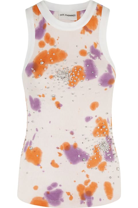 Des Phemmes Clothing for Women Des Phemmes Tie Dye Splash Embroidery Tank Top
