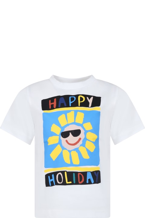 Stella McCartney Kids Stella McCartney Kids White T-shirt For Boy With Multicolor Print