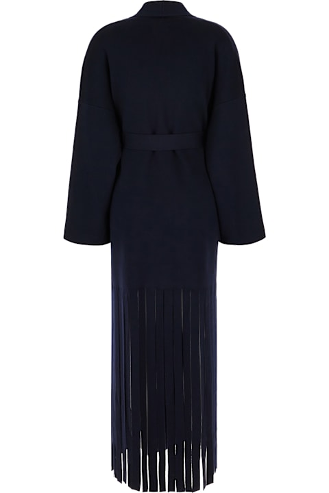 Alanui for Women Alanui Midnight Blue Stretch Wool Blend Coat