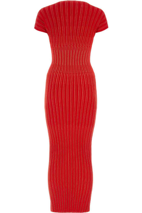 Balmain Clothing for Women Balmain Red Stretch Viscose Blend Dress