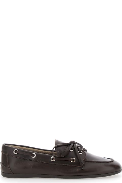 Jeffrey Campbell Shoes for Women Jeffrey Campbell Brown Loafers With Eyelet Details And Front Lace-up Closure In Leather Woman