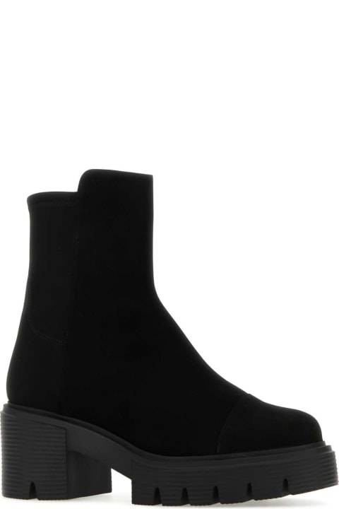 Fashion for Women Stuart Weitzman Black Suede And Fabric 5050 Soho Ankle Boots