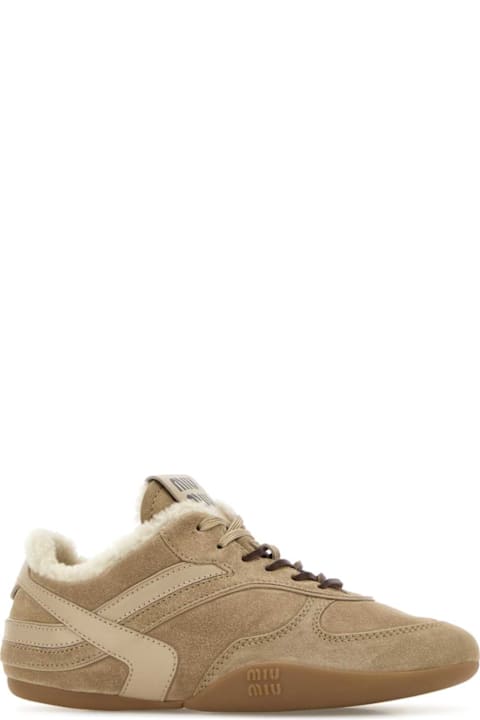 Miu Miu Beige Suede Sneakers