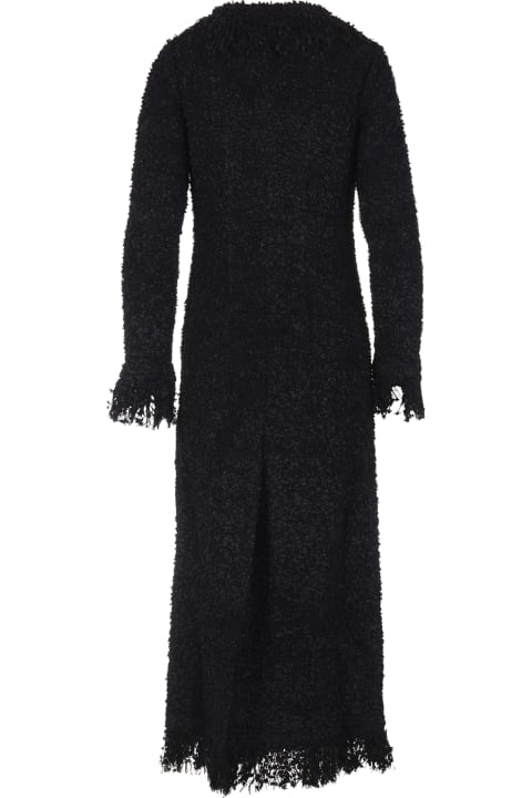 Woman Long Coat In Black Mongolia Wool