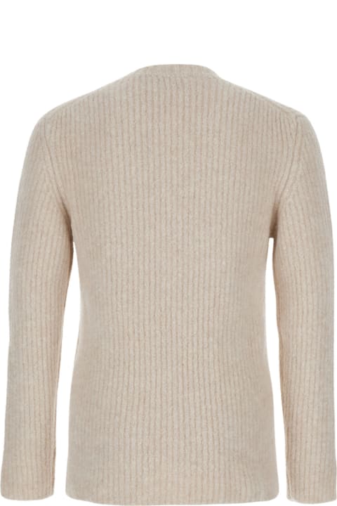 Homeware Autry Beige Crewneck Sweater With Logo Patch In Fabric Man