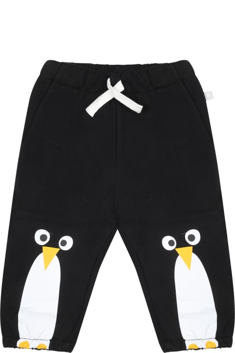 Fashion for Baby Boys Stella McCartney Kids Black Trousers For Baby Boy With Penguin Print