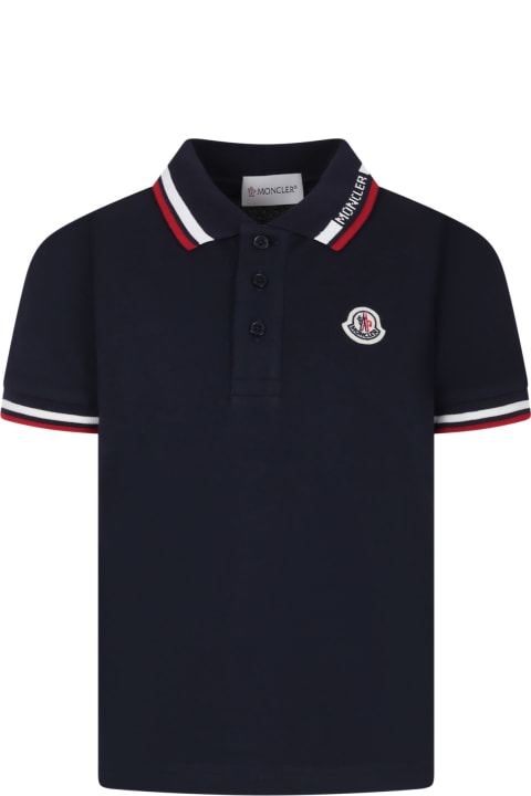 Moncler Sale for Kids Moncler Blue Polo Shirt For Boy With Logo