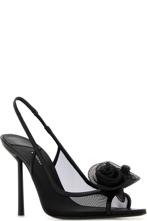 Le Silla Black Mesh Chanel Rose Sandals