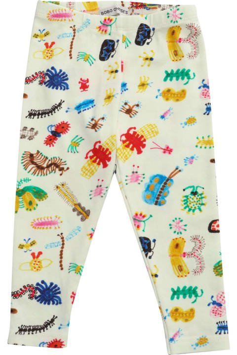 Bottoms for Baby Girls Bobo Choses White Leggings With Prints