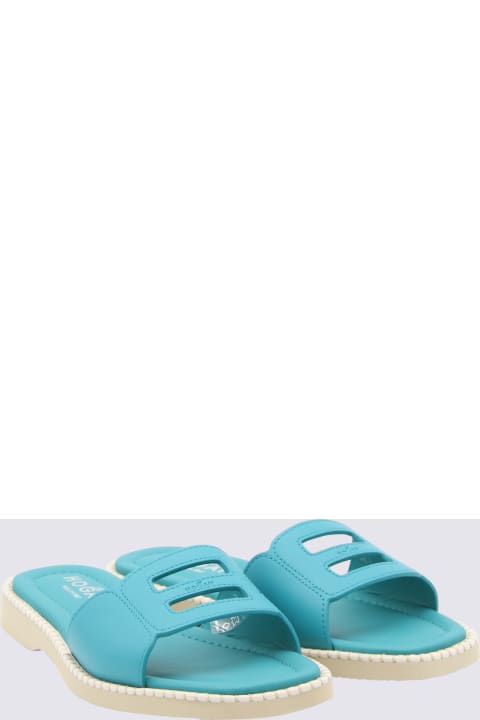 Hogan for Women Hogan Turquoise Leather H638 Flat Sandals