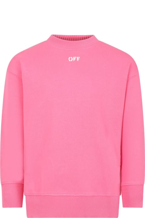 Sale for Girls Off-White Fuchsia Sweatshirt For Girl With Logo