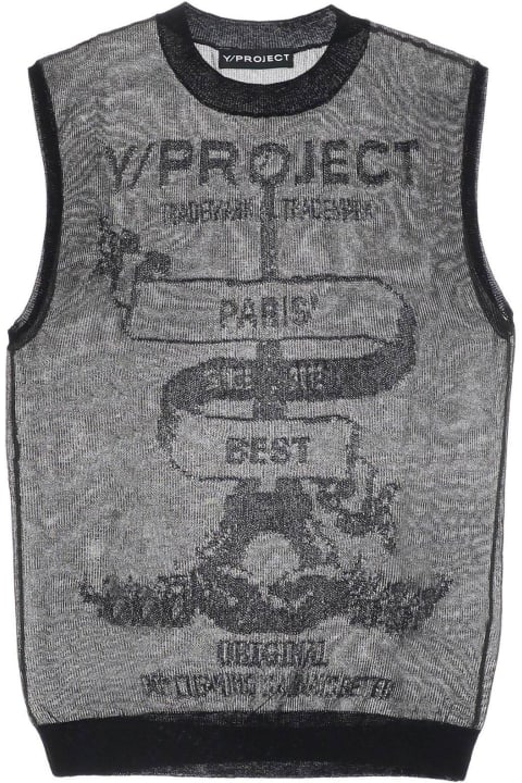 Y/Project for Men Y/Project Logo Intarsia Knitted Semi-sheer Jumper