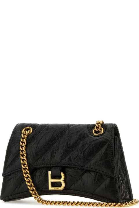 Balenciaga Bags for Women Balenciaga Black Leather Small Crush Shoulder Bag