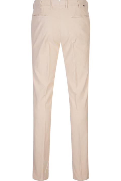 Incotex سراويل لـ القسم الرجالي Incotex Cream White Corduroy Slim Fit Trousers