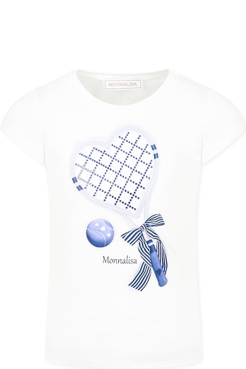 Homeware Monnalisa White T-shirt For Girl With Racket
