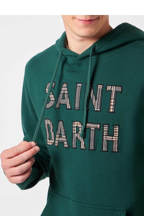Homeware MC2 Saint Barth Man Green Hoodie With Saint Barth Patch