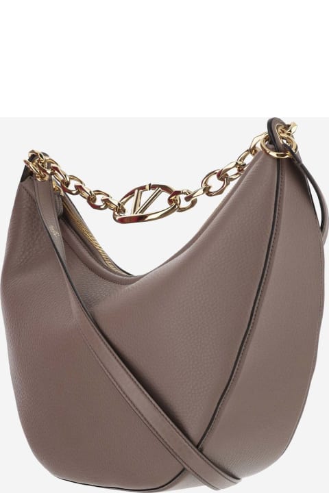 Fashion for Women Valentino Garavani Vlogo Moon Bag Medium Hobo In Garnet Calfskin With Chain