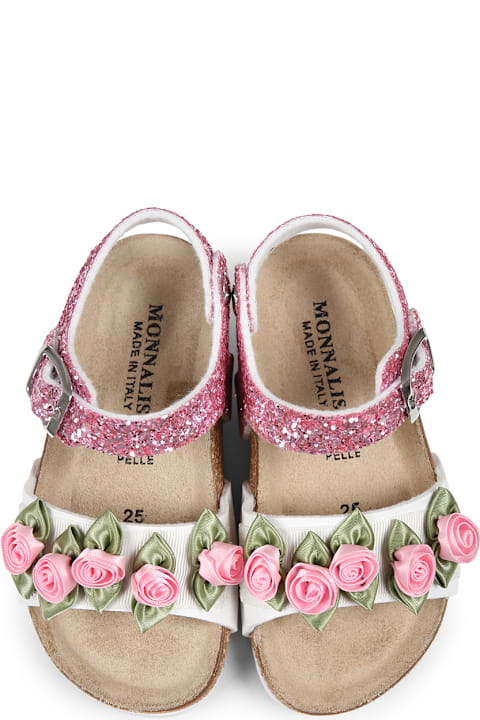 Homeware Monnalisa Pink Sandals For Girl With Roses