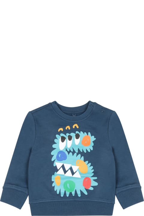Fashion for Baby Girls Stella McCartney Kids Blue Sweatshirt For Baby Boy With Monster