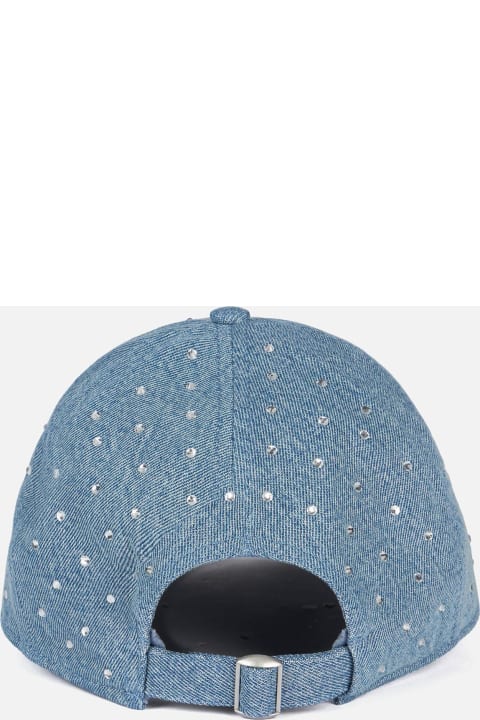 MC2 Saint Barth Hats for Women MC2 Saint Barth Denim Rhinestones Embellished Ball Cap Davis
