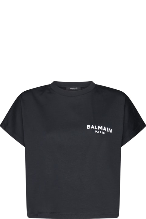Balmain Topwear for Women Balmain Contrasting Logo Cropped T-shirt