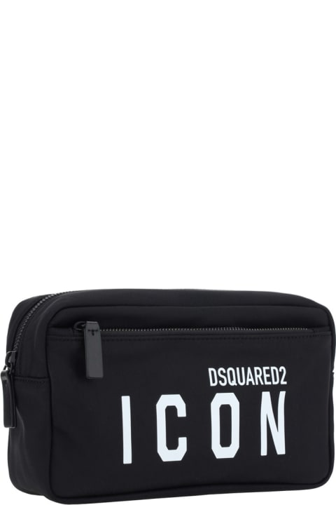 Luggage for Men Dsquared2 Black Nylon Clutch Bag