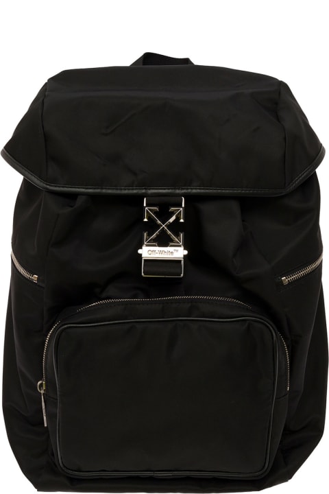 'arrow Tuc 37' Black Backpack With Arrow Motif In Polyamide Man Off-white