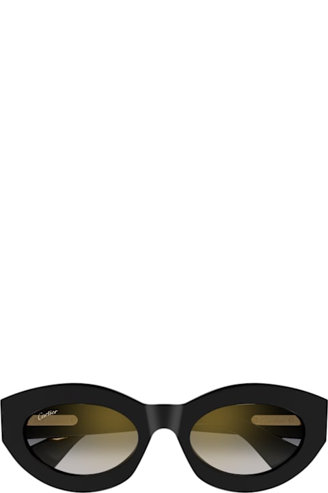 Cartier Eyewear for Kids Cartier Eyewear Cartier Ct0638s Panthère C De Cartier 001 Black Grey Sunglasses