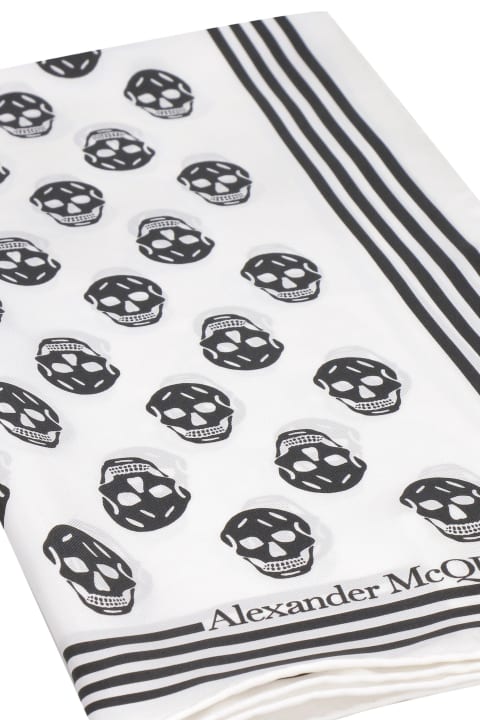 Alexander McQueen Accessories for Men Alexander McQueen Biker Skull Print Silk Scarf