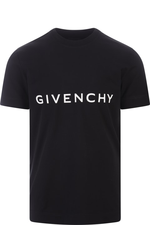 メンズ新着アイテム Givenchy Black T-shirt With Givenchy Archetype Print On Front