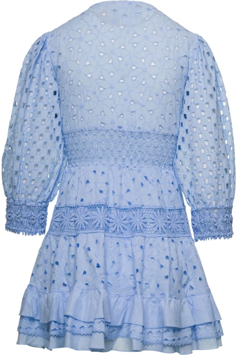 Fashion for Women Temptation Positano Mini Light Blue Dress With V-neckline And Embroideries In Cotton Lace Woman