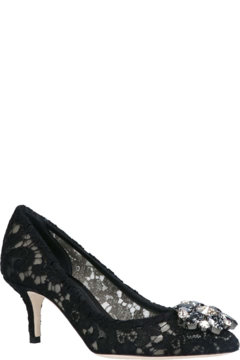 High-Heeled Shoes for Women Dolce & Gabbana Taormina Lace Decollete With Broche